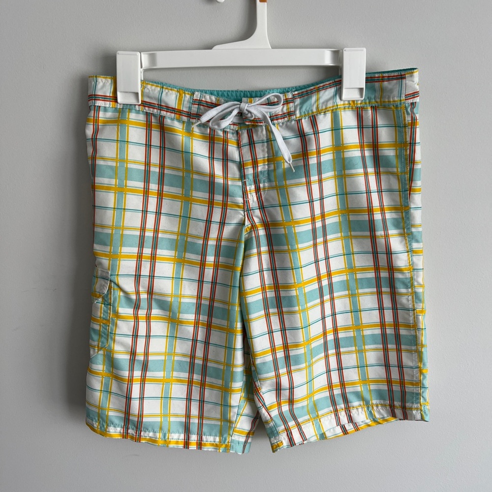 Plaid Women’s Kanu Board Shorts - Multicolor size S